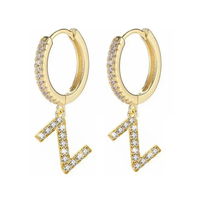 Women's Initial Hoop Earrings z