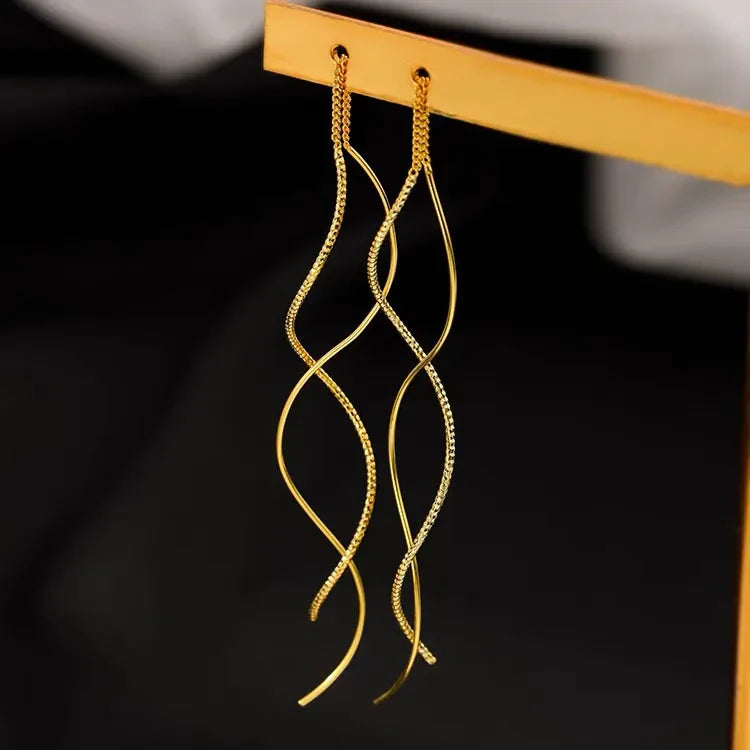 Long Silver or Gold Gold Earrings