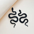 Long Snake Earrings Black