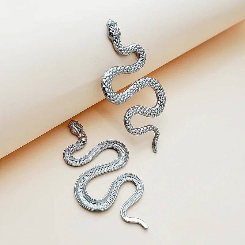 Long Snake Earrings Silver