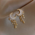 Moon and Star Earrings Gold & Diamonds