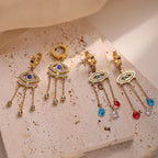 Long Blue Evil Eye Earrings