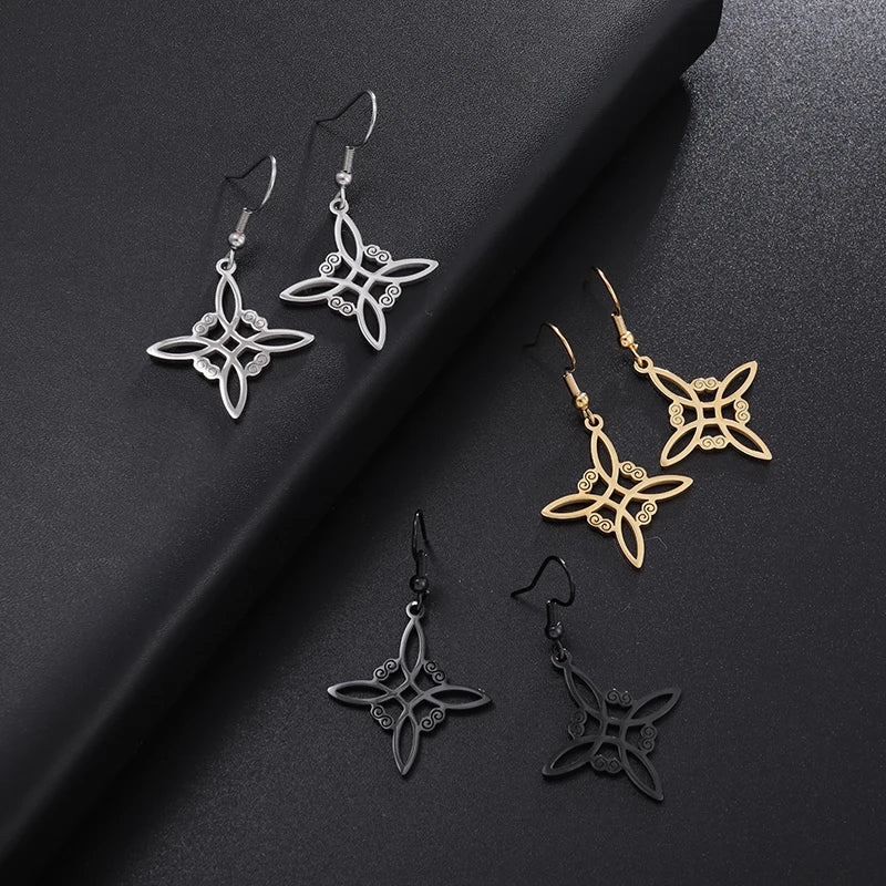 Witch's Knot Dangle Earrings Protection Women Wiccan black