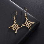 Witch's Knot Dangle Earrings Protection Women Wiccan gold