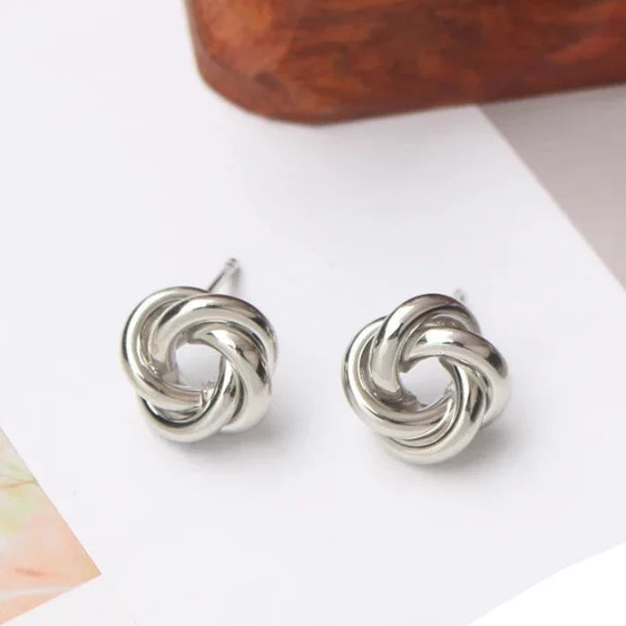 Twisted Knot Earrings in Silver