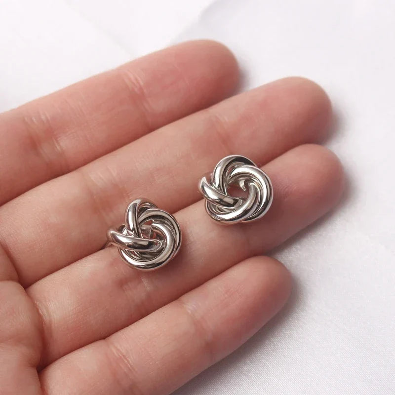 Twisted Knot Earrings in Silver