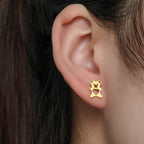 Cute Bear Earrings Gold