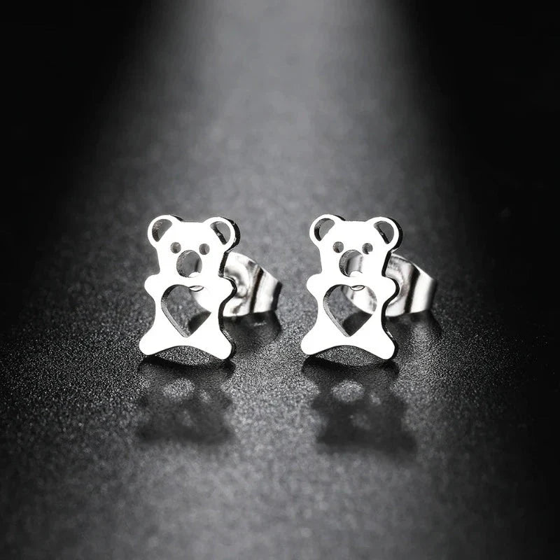 Cute Bear Earrings Silver