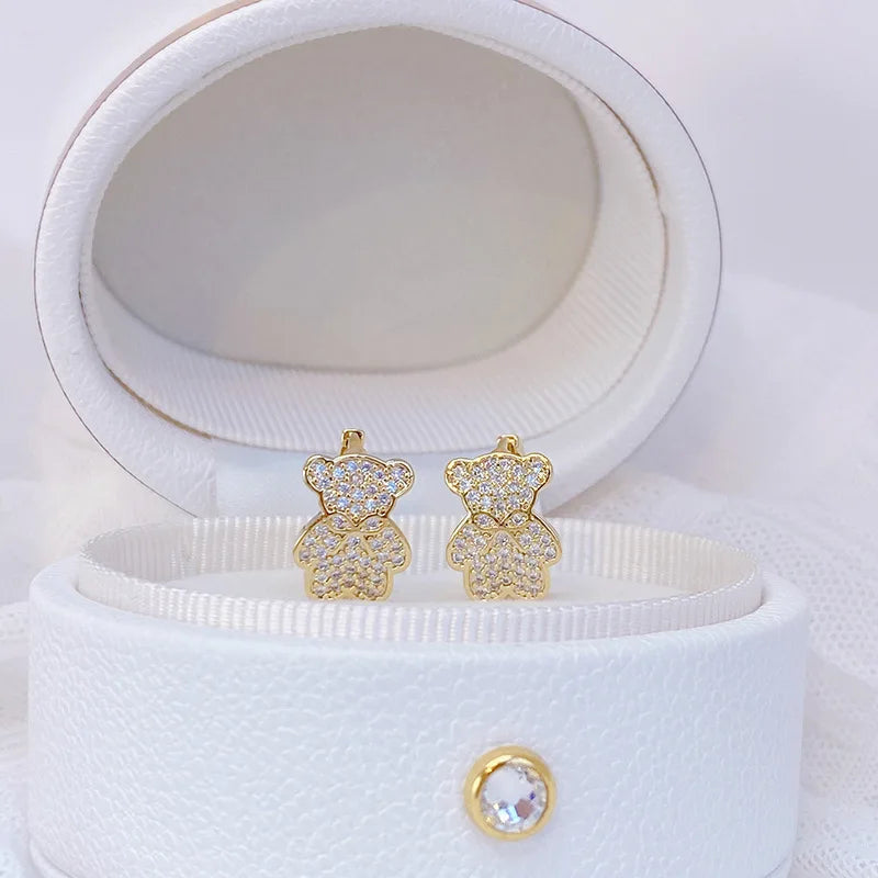Bear Earrings Precious Stone