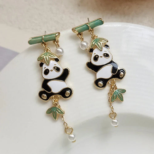Bamboo Panda Earrings