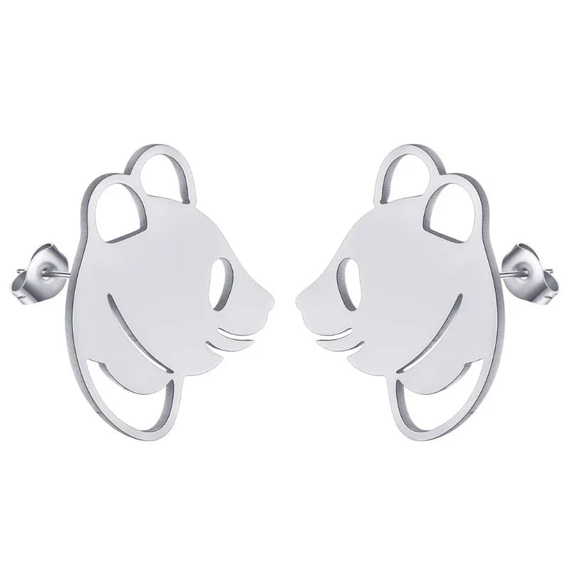 Discreet Panda Earrings Silver
