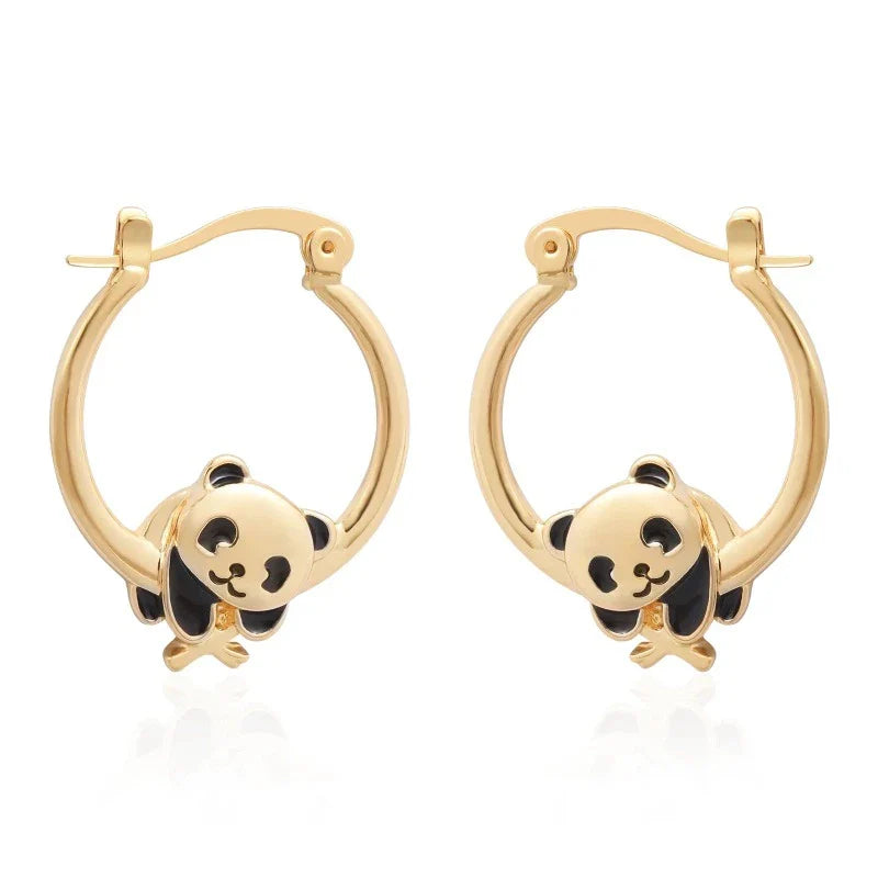 Gold Panda Earrings