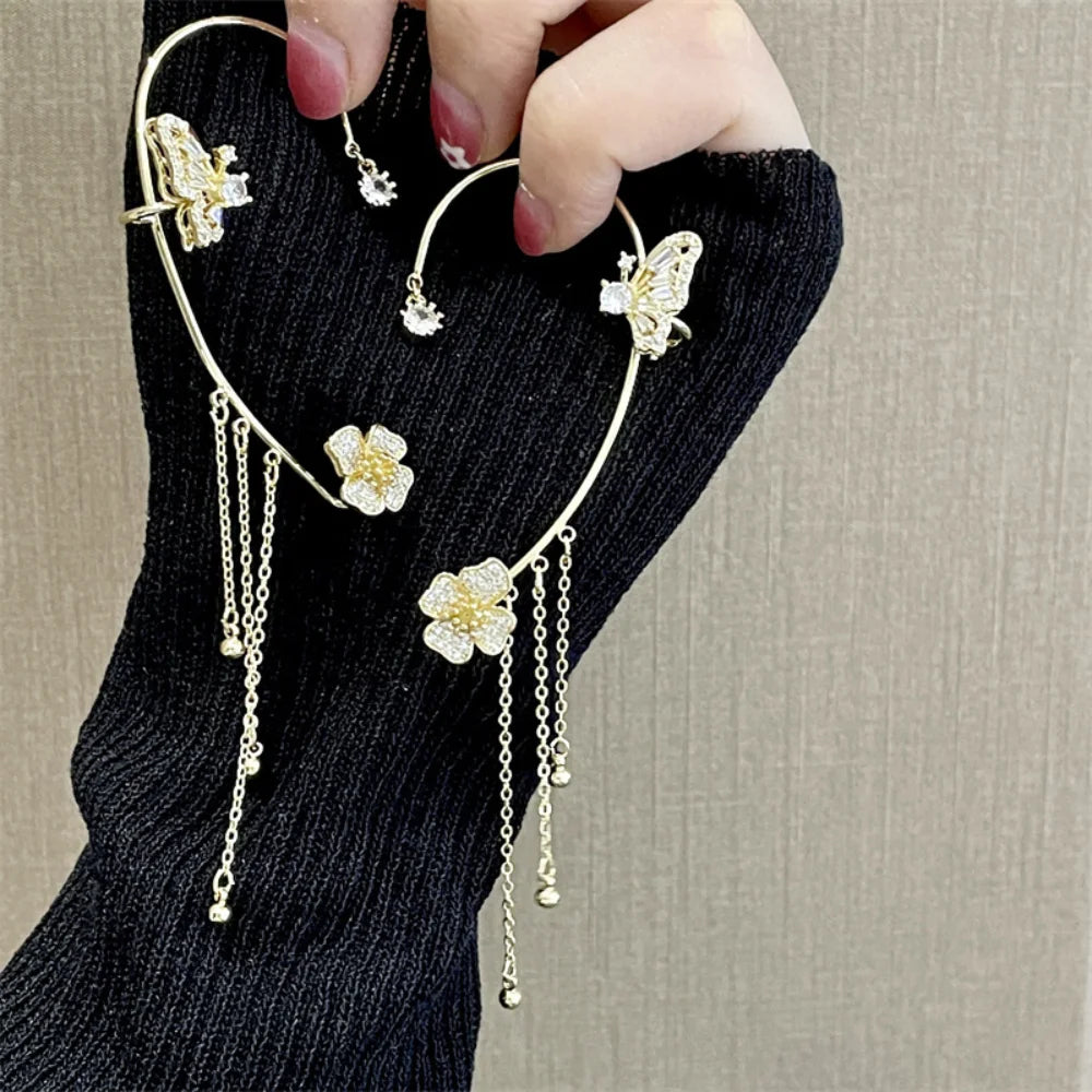 Butterfly and zircon earrings