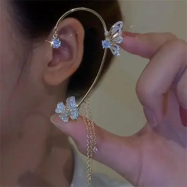 Butterfly and zircon earrings