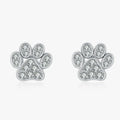 Silver Zircon Paw Earrings