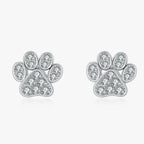 Silver Zircon Paw Earrings