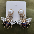 Bee drop earrings with pearl