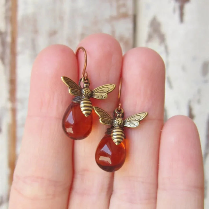 Women's bee drop earrings