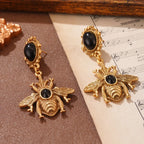Black Bee Drop Earrings