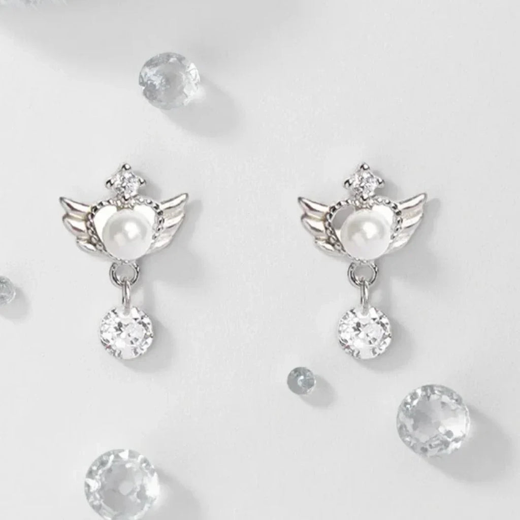 Angel wing drop earrings