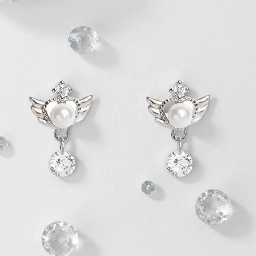 Angel wing drop earrings