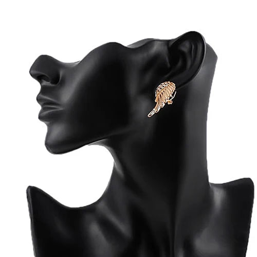 Angel wing rhinestone drop earrings
