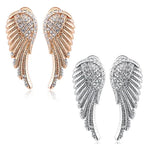 Angel wing rhinestone drop earrings