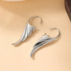 Silver angel wing drop earrings for women