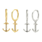 Gold anchor drop earrings