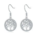 Dangling Tree of Life Earrings with Zircons