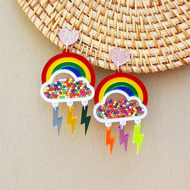 Rainbow lightning drop earrings