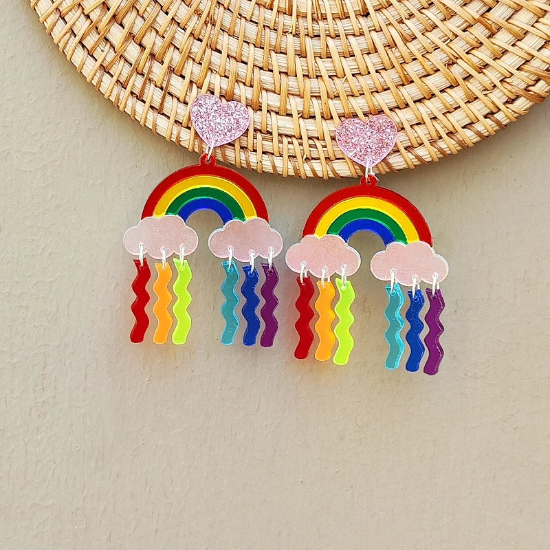 Rainbow rain drop earrings