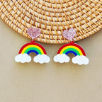 Rainbow clouds drop earrings
