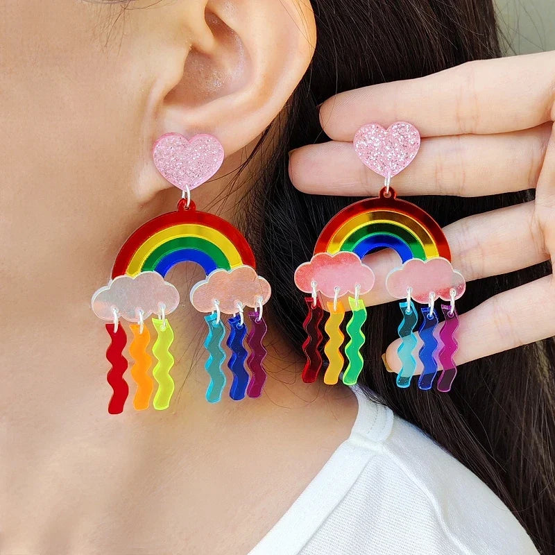 Rainbow rain drop earrings