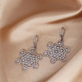Silver Plated Hanging Earrings Metatron Cube