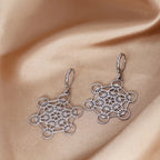 Silver Plated Hanging Earrings Metatron Cube