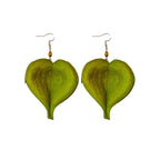 Dangling Earrings with Green Colored Leaf