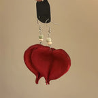 Dangling Earrings with Red Colored Leaf