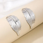 Dangling Earrings with Leaf for Women silver