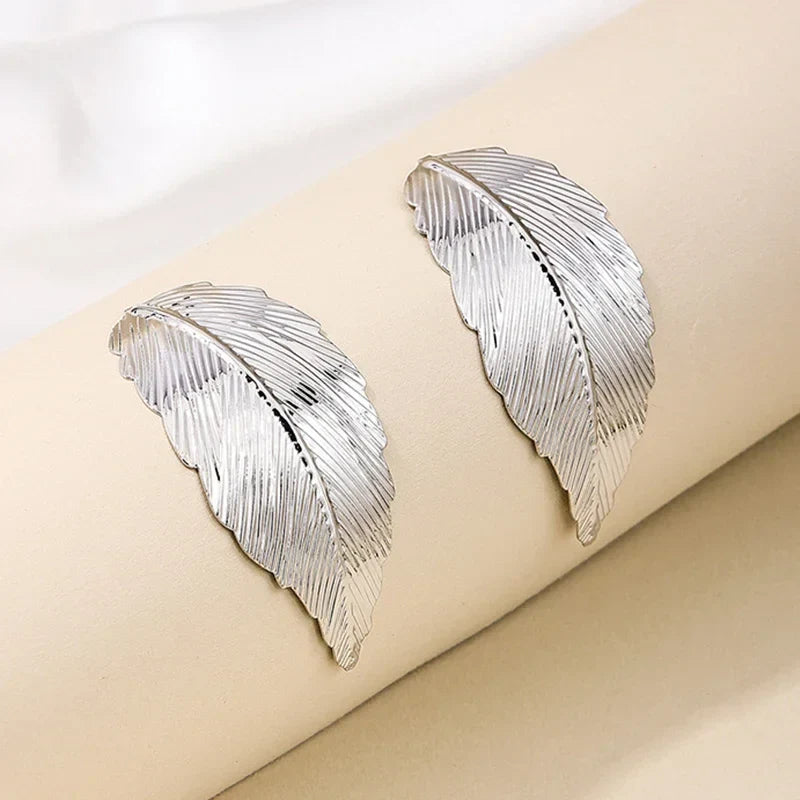 Dangling Earrings with Leaf for Women silver