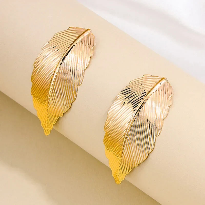Dangling Earrings with Leaf for Women gold