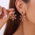 Dangling Earrings with Red Snowflake