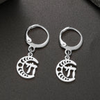 Drop earrings with the Chai symbol of life on a silver crescent moon