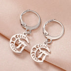 Drop earrings with the Chai symbol of life on a silver crescent moon