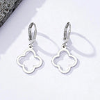 Dangling Earrings with Silver 4-Leaf Clover