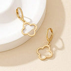 Dangling Earrings with Gold 4-Leaf Clover