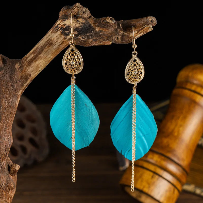 Bohemian Feather Dangle Earrings 7