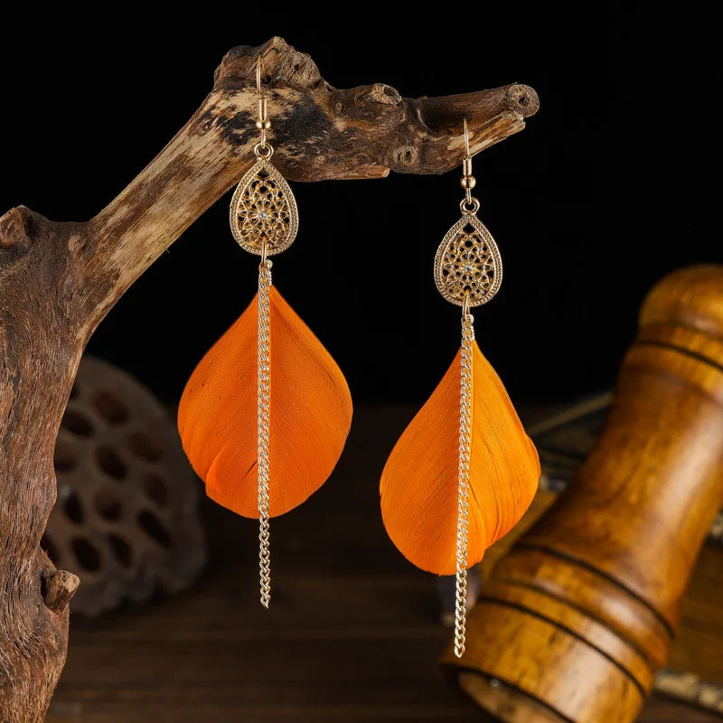 Bohemian Feather Dangle Earrings 8
