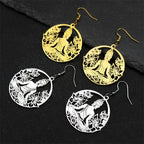 Buddha and Lotus Flower Dangling Earrings gold
