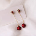 Red Christmas Ball Drop Earrings